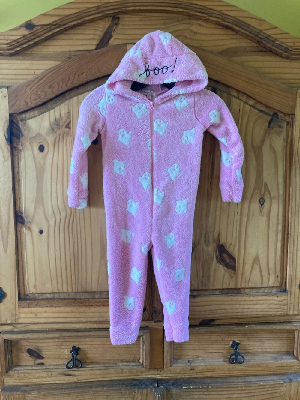 Girls bmagical btween pink white ghosts hooded one piece pajamas size 3T
